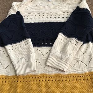 tan blue & yellow knit sweater